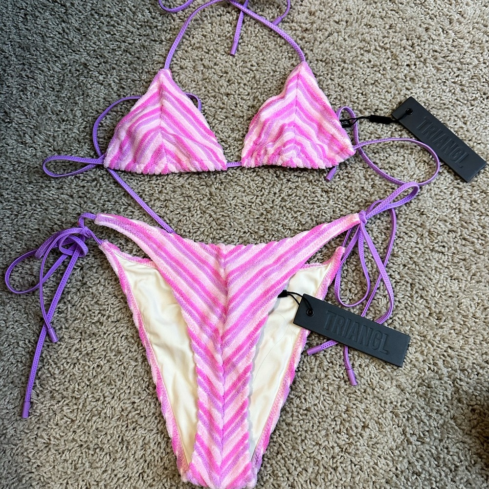 Triangl Pink and Purple Striped Bikini - New with Tags